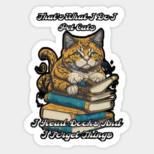 That's What I Do I Pet Cats I Read Books And I Forget Things Sticker